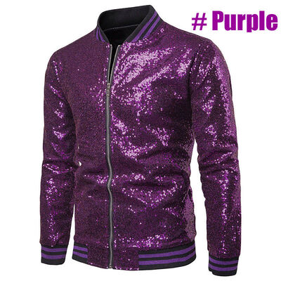 

Mens One Button Glitter Sequined Blazer Wedding Party Jacket Tuxedo Suit Coat