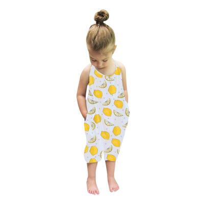 

Little Girl Kids Halter Romper Harem Pants Fruit Printed One-piece Jumpsuit