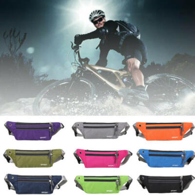 

UK Dual Pocket Running Belt Phone Pouch Waist Bag Sports Travel Fanny Pack Men