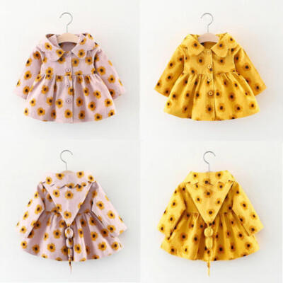 

Cute Baby Newborn Kids Girls Autumn Trench Coat Dress Wind Jacket Hodded Outwear