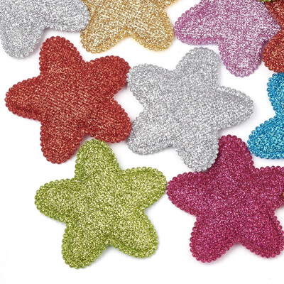 

Glitter PU Patches with Non Woven Fabric Back&Sponge Inside Star Mixed Color 62x65x5mm