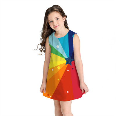 

Teen Toddler Kid Girl Summer Sleeveless 3D Print Cartoon Dresses Casual Clothes