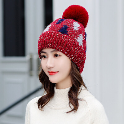 

Hat Womens winter Korean fashion all kinds of plush warm autumn&winter cycling womens sweet&lovely knitting wool hat