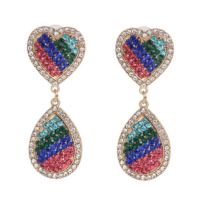 

JURAN Vintage Boho Statement Crystal Heart Drop Earrings Ethnic Antique Heart-shaped Jewelry Birdal Wedding Party Accessories