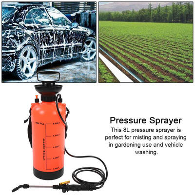 

Greensen 8L Portable Manual Pressure Sprayer with Nozzle&Brush for Home Gardening Vehicle Washing