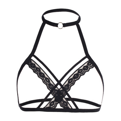 

Toponeto Alluring Women Cage Bra Elastic Cage Bra Strappy Hollow Out Bra Bustier