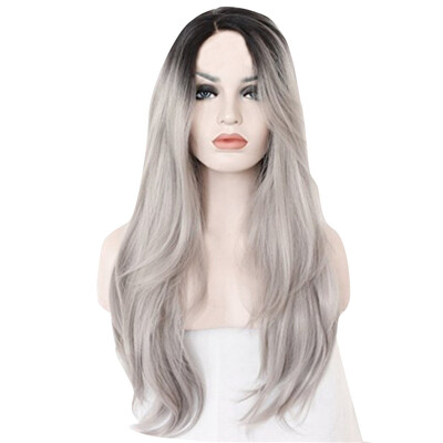 

〖Follure〗Women Fashion Long Natural Straight Silver Grey Wigs Lenght 70 Cm