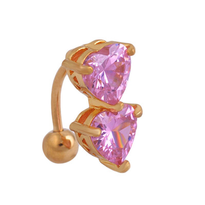 

Crystal Rhinestone Two Heart Navel Belly Button Ring Bar Body Piercing