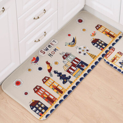 

Cartoon Flannel Kitchen Mat Bathroom Absorbent Non-slip Household Mat