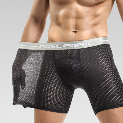 

Men Breathable Mesh Elastic Mid Waist Underpants Underwear Trunks Shorts Boxer