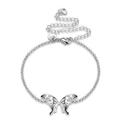 

Trendy Women Summer Anklets Hollow Butterfly Silver 7-78"200mm