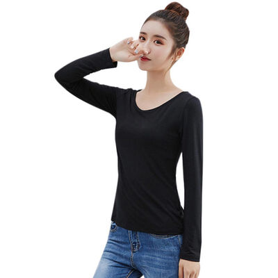

Hot sale Autumn Women tshirt Slim Fit Thin O-neck Loose Long Sleeve Streetwear T-shirt ladies Top Casual bottoming shirt