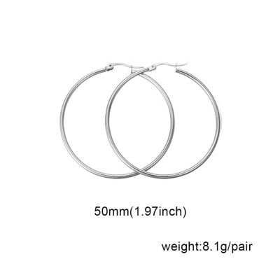 

guangxichuangshengxinfu 1 Pair Sexy Women Stainless Steel Smooth Big Large Hoop Earrings Jewelry