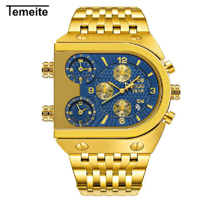 

TEMEITE Men Fashion Metal Watch Waterproof Business Quartz Wrist Watch