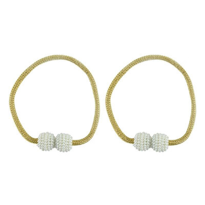 

1Pair Curtain Magnetic Tiebacks Magnet Pearls Ball Strap Holdbacks