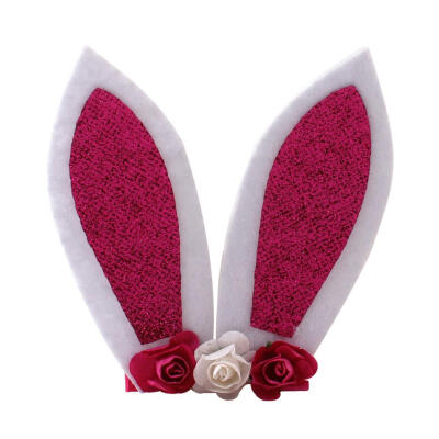 

Cute Rabbit Ears Hair Clip Sequins Girl 3D Flower Glitter Headband Headwear