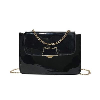 

Tailored Women Girl Fashion Patent Leather Flap Bag Cat Decoration Crossbody Shoulder Bag