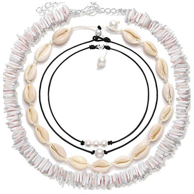 

redCherry Adjustable Shell Choker Necklace Puka Chips Cowrie Seashell Short Hawaiian Boho Summer Beach Bohemia Jewelry Set