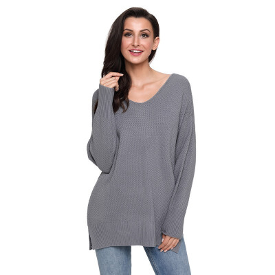 

V-neck bat long-sleeved hooded warm bottoming shirt casual knit sweater womens