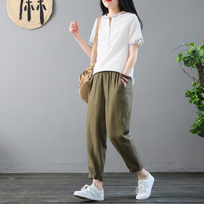 

Tailored Women Casual Solid Trousers Pants Trousers Ladies Loose Pants