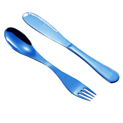 

Gobestart Set Stainless Steel Cutlery Gold Plated Dinnerware Creative function Knife Fork