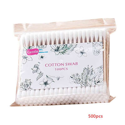 

500PCSSet Women Beauty Makeup Cotton Swab Cotton Buds Double-head Wood Sticks Ears Cleaning Cosmetics Health Care
