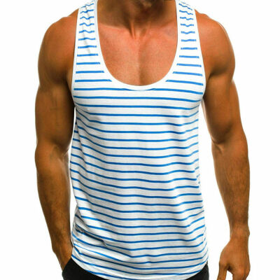 

Mens Stripe Sleeveless Vest Summer Beach Training Gym Tank Top T-Shirt