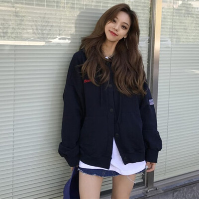 

Autumn 2019 Jacket Coat Women Casual Winter Hooded Jacket Female Sweater Ladies Cardigan Cute Embroidered chaqueta mujer