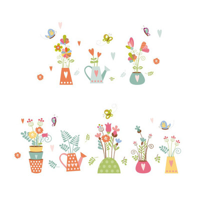 

Garden Potted Shop Wall Stickers Plants Home Decor Living Room Flower Window Showcase Decor