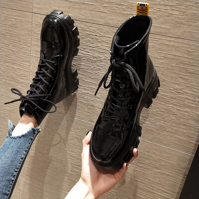 

European&American retro Martin boots British fashion new autumn European&American fashion thick-soled bright leather locom
