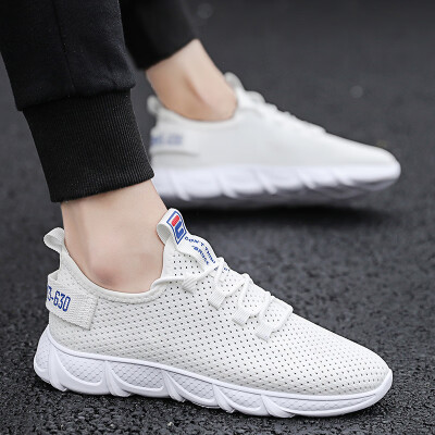 

Summer white mens shoes canvas hollow Joker sports running autumn shoes tide shoes white cloth shoes