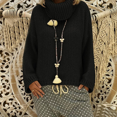 

〖Follure〗Fashion Women Casual Irregular Solid Long Sleeve Turtleneck Knitted Sweater Top