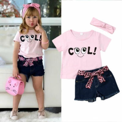 

Cute Eye Newborn Baby Girl Kid T-shirt Jeans Pants Summer Clothes Outfit