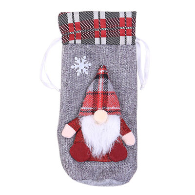 

Lucky Gnome Wine Bottle Cover Case Pouch Christmas Party Dinning Table Decor