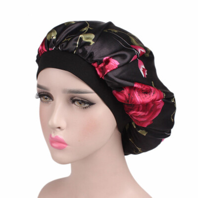 

〖Follure〗Soft Silk Hair Bonnet with Wide Band Comfortable Night Sleep Hat Hair Loss Cap