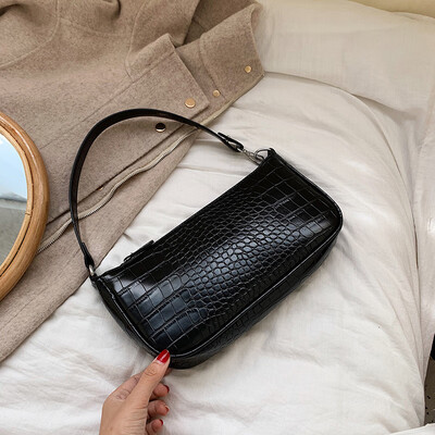 

Minority design European&American personality retro crocodile embossed single shoulder bag 2019 new fashion handbag
