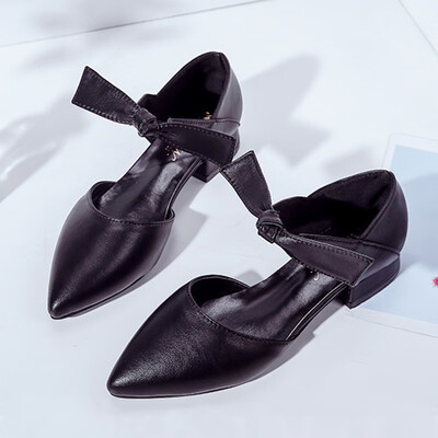 

Sharp-nosed shallow-mouthed single-shoe spring Korean version of Chic gentle breeze evening fairy thick-heeled girl