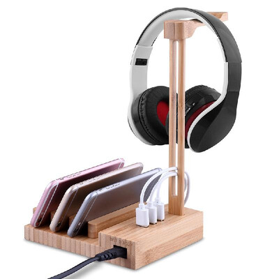 

Wooden Headphone Stand Universal Charging Earphone Hanger Holder