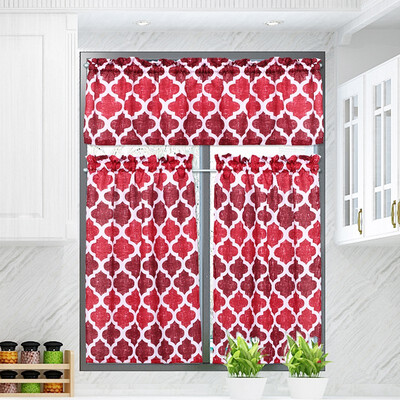 

Bladies honeycomb pattern cross bamboo bottom fabric kitchen curtain 4686