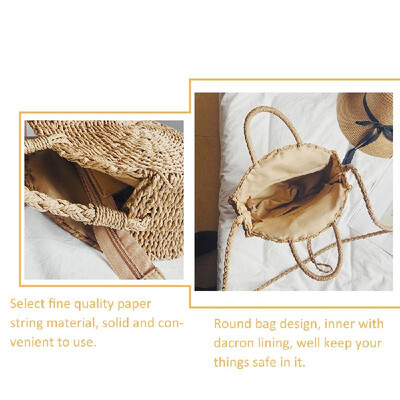 

Handmade Round Beach Summer Vintage Crossbody Bags Girls Circle Rattan Small Bohemian Shoulder Weave Bag