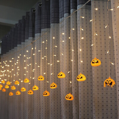 

Toponeto 35M Hallowen Window Curtain Pumpkin Ghost Head String Icicle String LED Lights