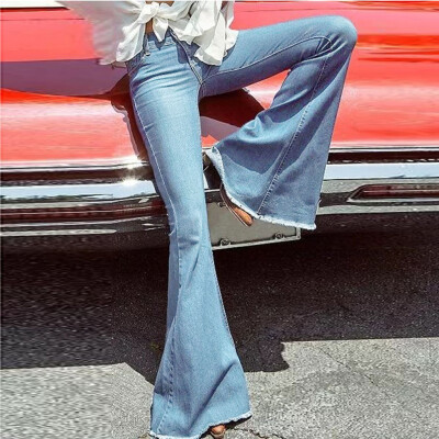 

Tailored Women Daily Hight Waisted Wide Leg Denim Jeans Stretch Slim Pants f Length Jeans