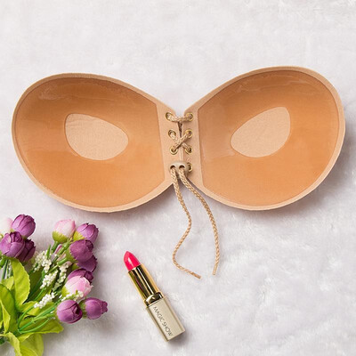 

Lala Goddess sexy silicone invisible underwear wing rope breathable chest stickers no straps no steel ring gathered bra Black