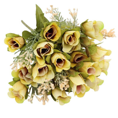 

20 Heads 1Pc Artificial Rose Flower Bouquet Home Decor Wedding Mini Rose Silk Flower Romantic Wedding Party Supplies
