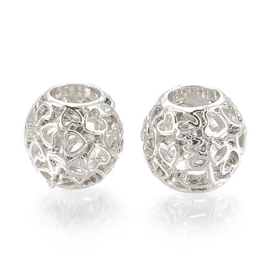 

Alloy European Beads Hollow Large Hole Beads Rondelle with Heart Platinum 11x10mm Hole 5mm