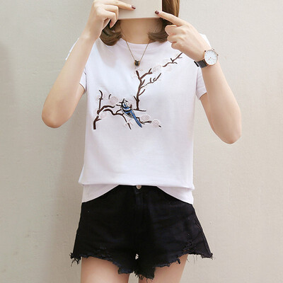

Clothes female summer new wild summer t-shirt female students loose embroidered shirt short sleeve half sleeve