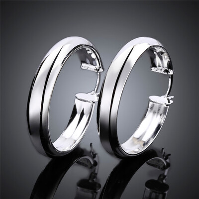 

Fashion Silver Plated Women Large Circle Hoop Dangle Earrings Wedding Jewelry