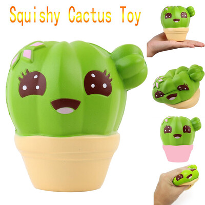 

YIWULACactus Cream Scented Squishy Slow Rising Squeeze Strap Kids Christmas Toy