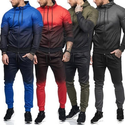

Fashion Men Tracksuit Sport Top Pants Jogging Suits Hoodie Coat Trousers Gradient Size -3XL