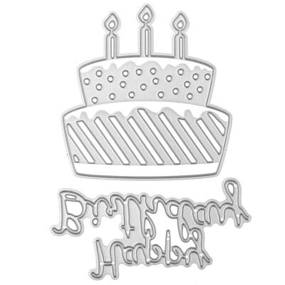 

2pcs Happy Birthday Cake Cutting Dies Stencils Scrapbook Embossing DIY Card